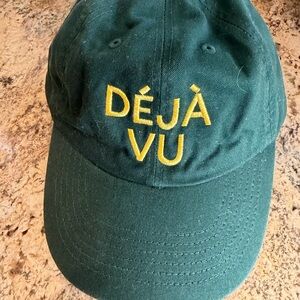 Clare V Green Hat with Yellow Embroidery